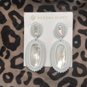 Kendra Scott mother of pearl kaki earrings